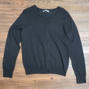 Black Classic Cardigan Sweater Button Up Meium 89th & Madison